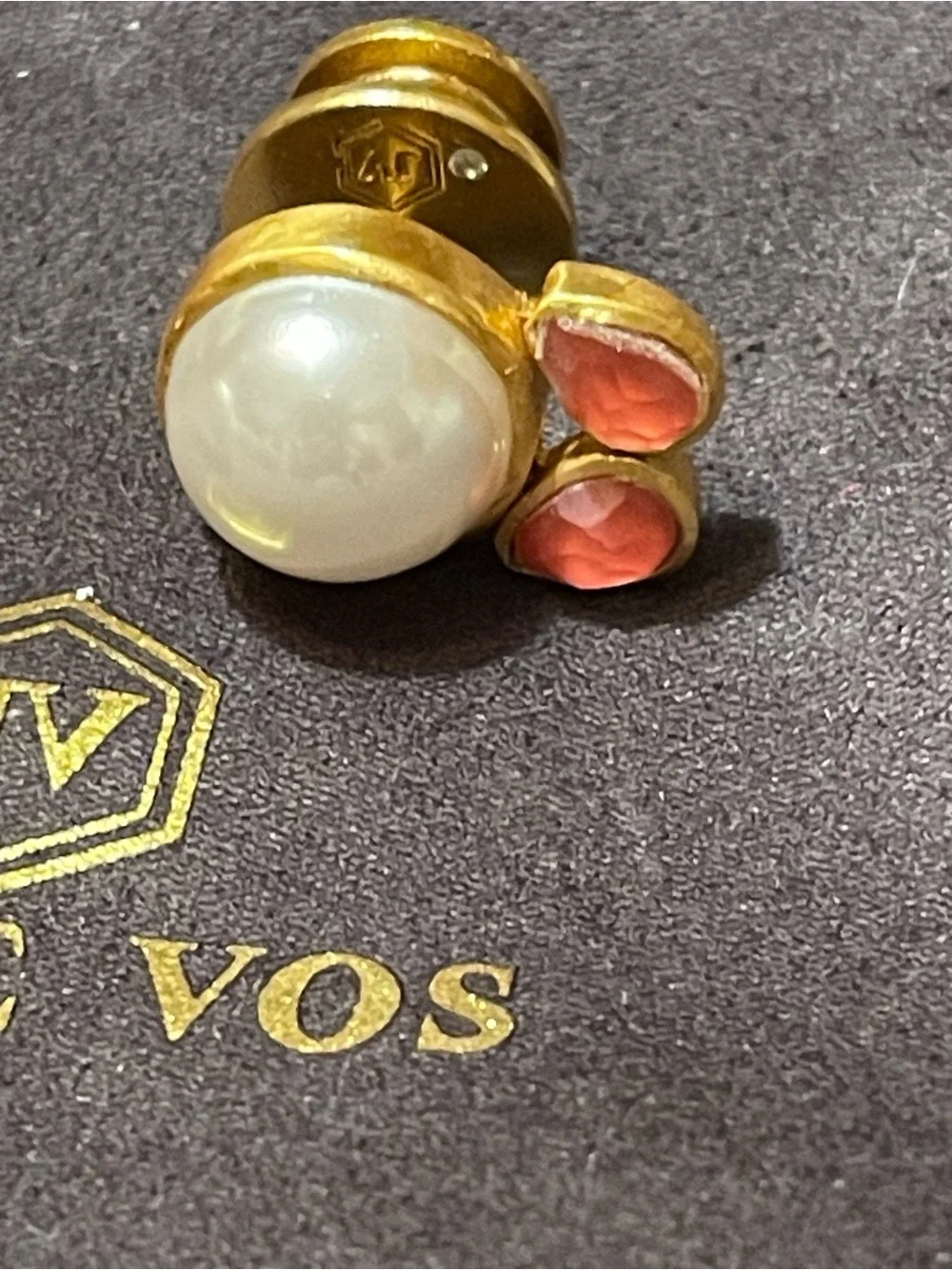Julie Vos Gold-Plate Pearl Stud with Coral Teardrops